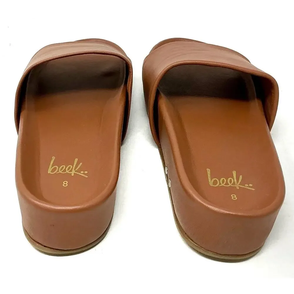 🆕Beek Pelican Tan Leather Platform Slide Sandal